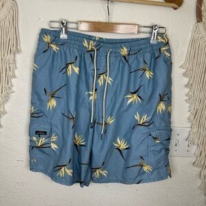 Quiksilver Waterman Blue floral print Recycled Swim Shorts large